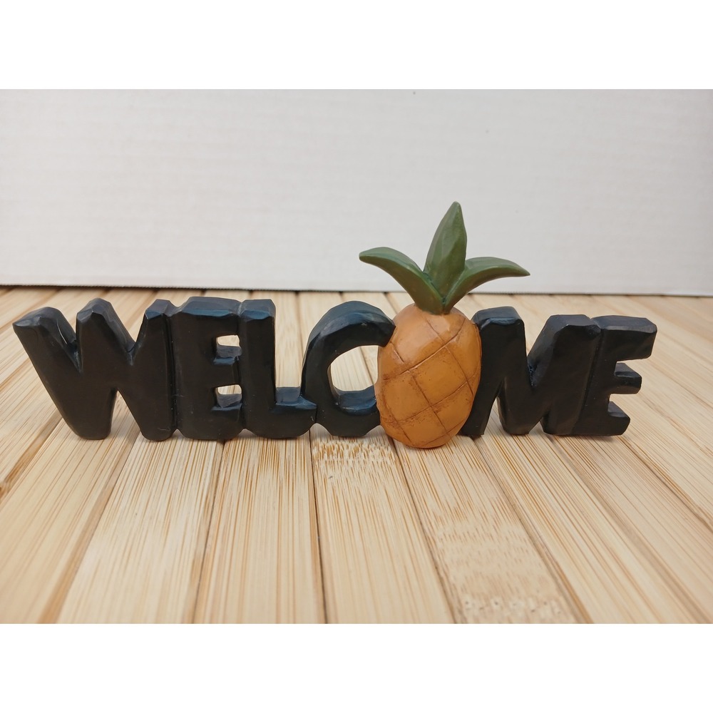 Blossom Bucket Welcome Pineapple Sign Barbara Lloyd 2004 Resin Folk Art Decor